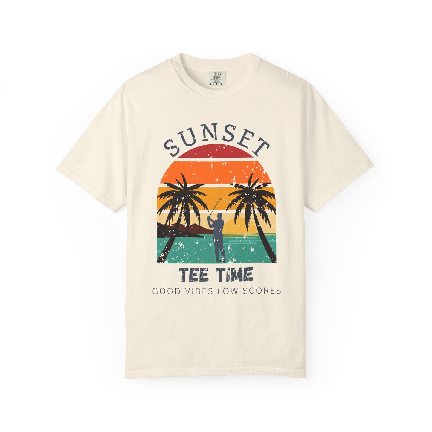 Sunset Tee Time Shirt, Coastal Golf Tee, Beach Golf Shirt, Golf Vacation T-Shirt, Sunset Golfer Gift, Golf Lifestyle Apparel