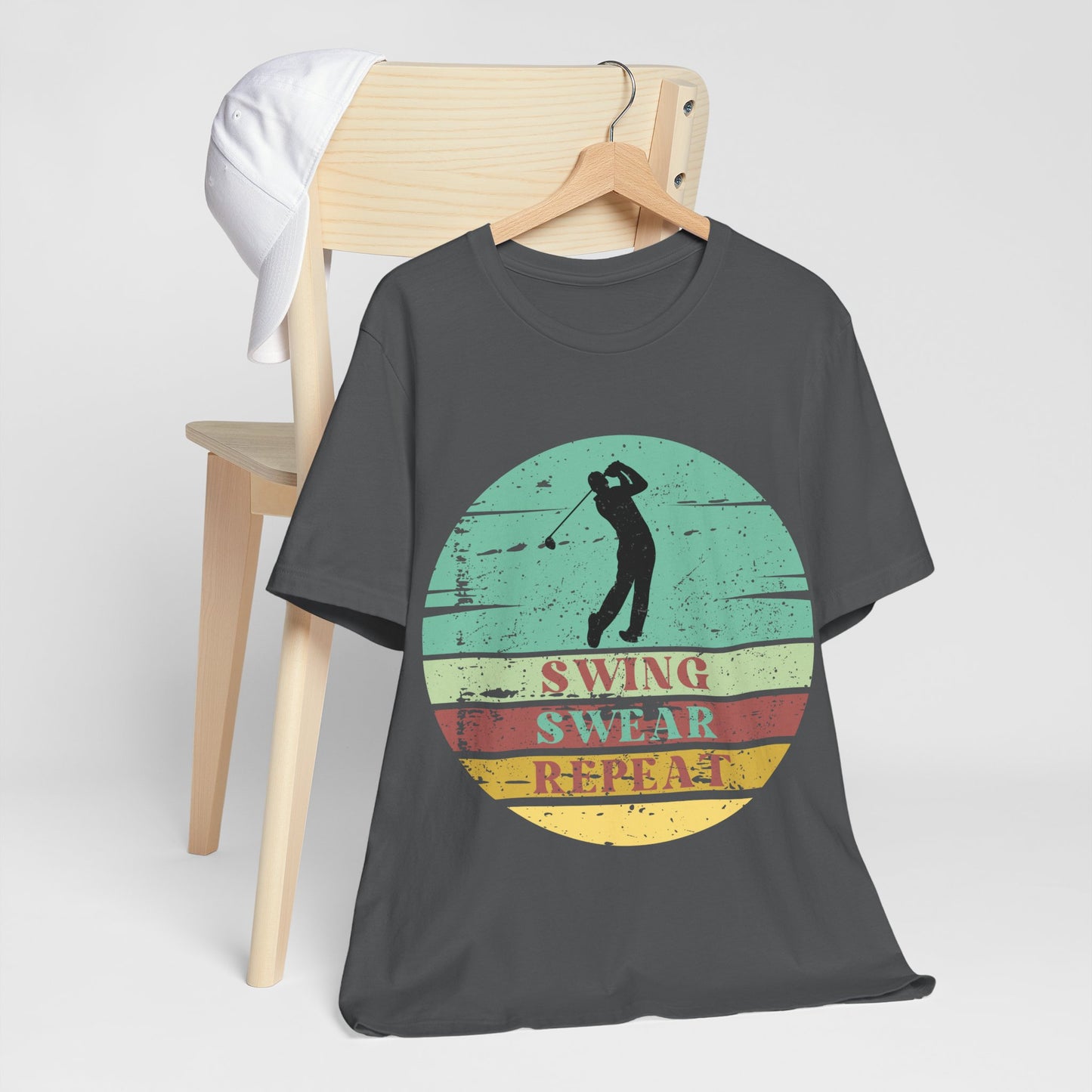 Swing Swear Repeat Golf Shirt, Funny Golf Tee, Retro Golf Shirt, Golfer Gift, Vintage Sunset Golf Tee, Golf Lover Shirt, Golf Humor Tee