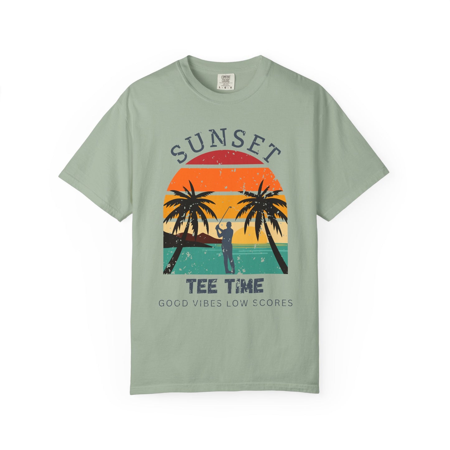 Sunset Tee Time Shirt, Coastal Golf Tee, Beach Golf Shirt, Golf Vacation T-Shirt, Sunset Golfer Gift, Golf Lifestyle Apparel